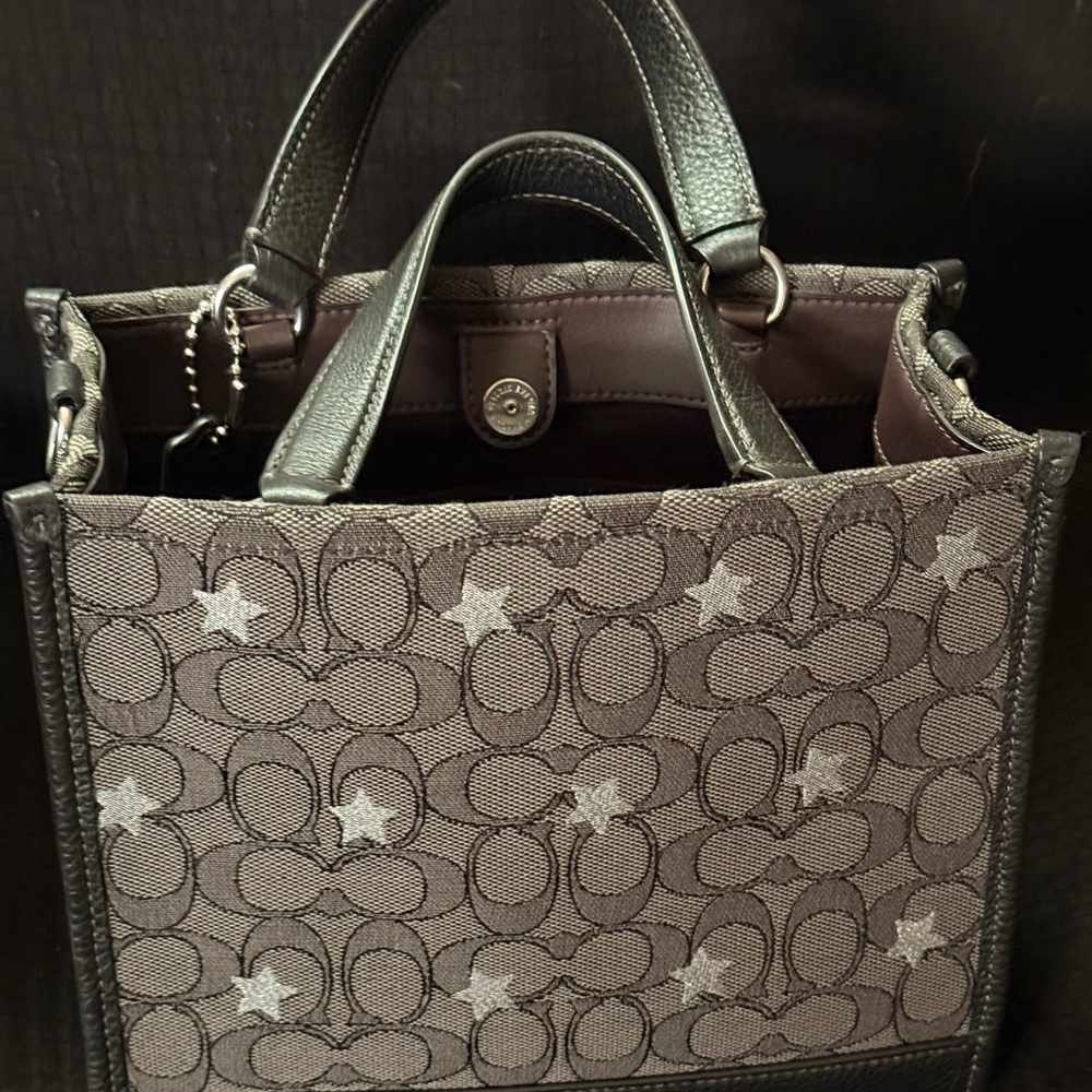 Coach Black Small Tote Bag with Silver Star Design - Picture 4 of 7